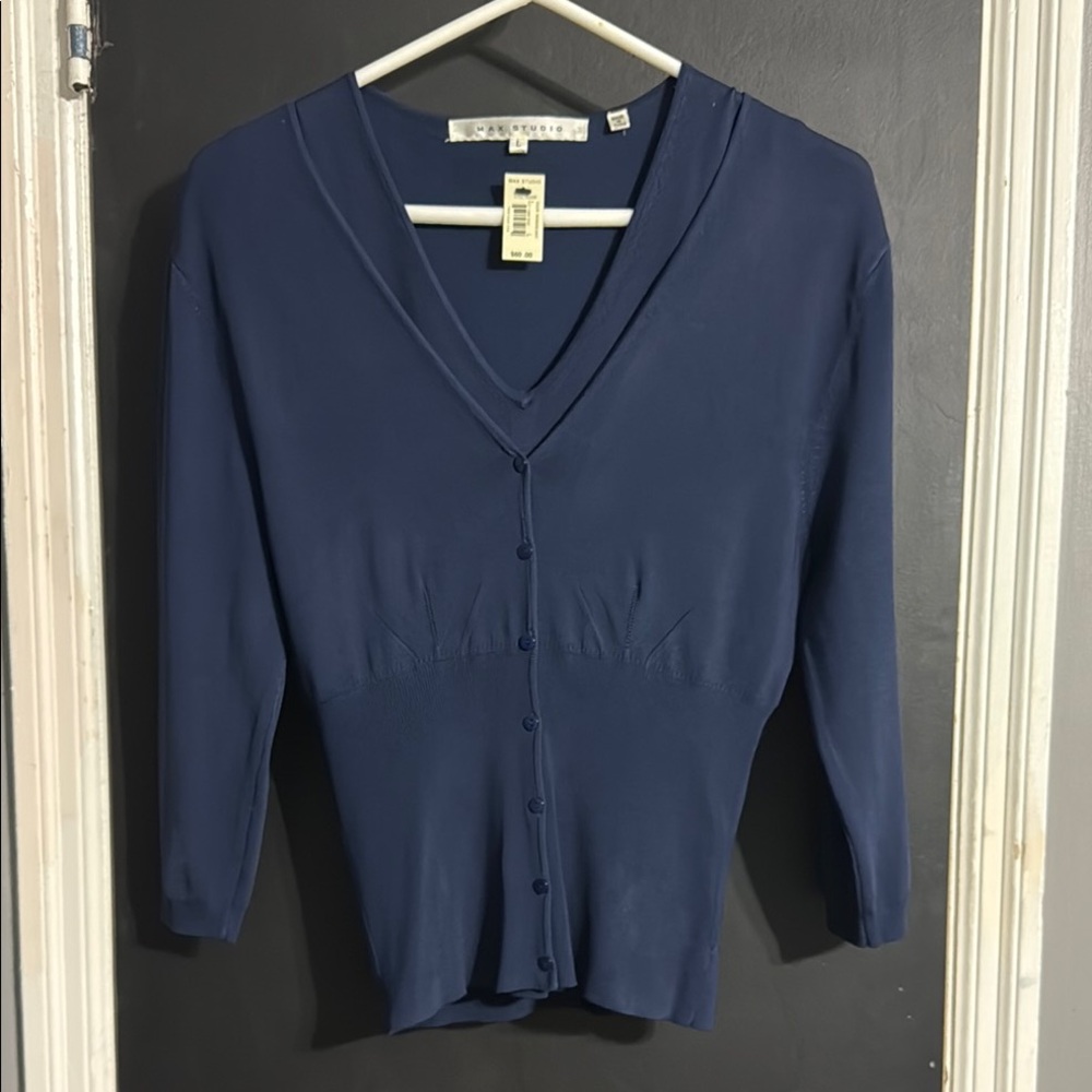 Max Studio Navy Sweater Set Size: L